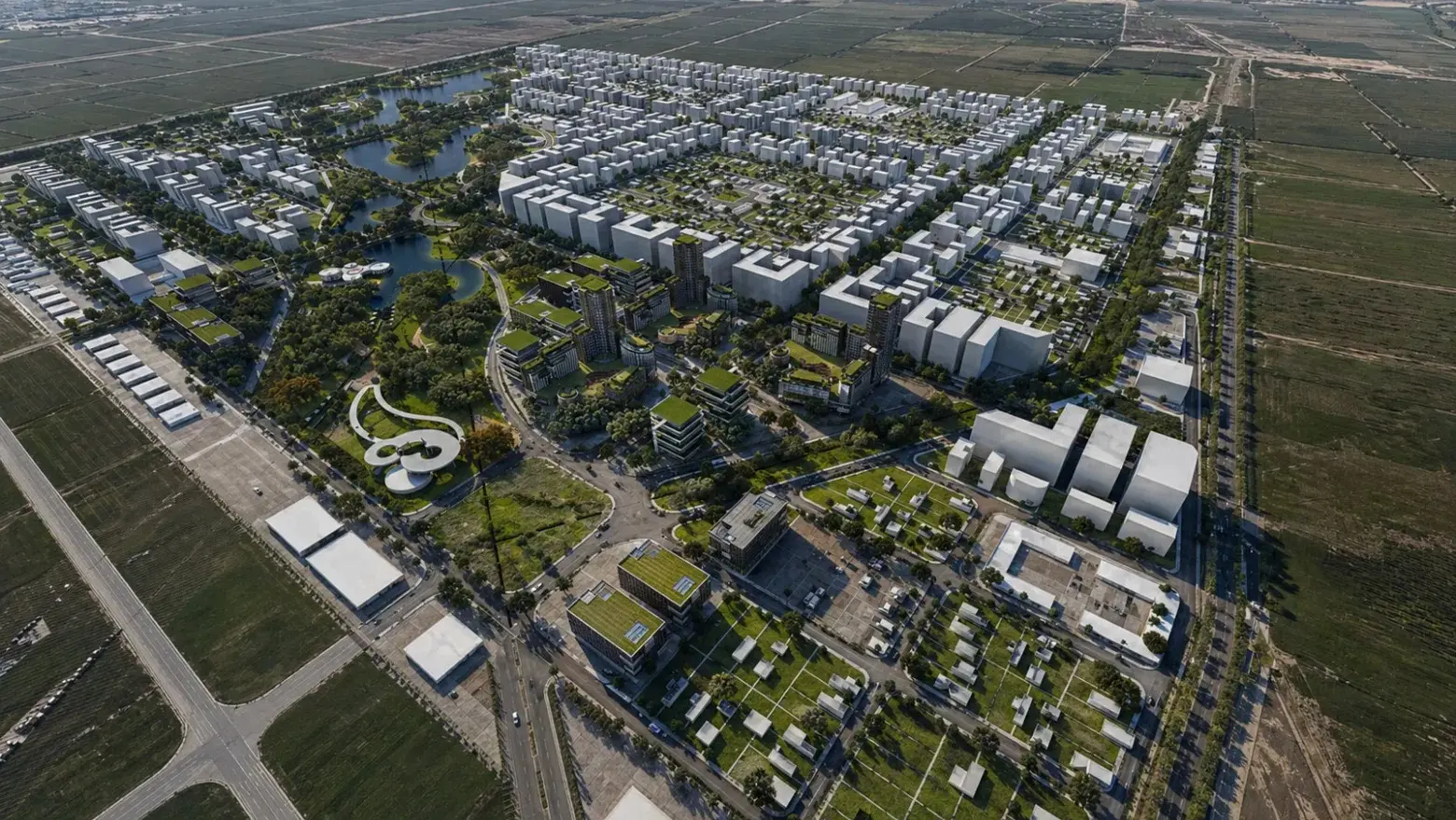 Vista aérea do bairro planejado Blue Park, em Tubarão